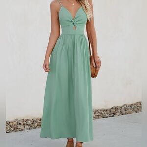 Cupshe Blue Front Twist & Keyhole Maxi Dress - Mint - Medium